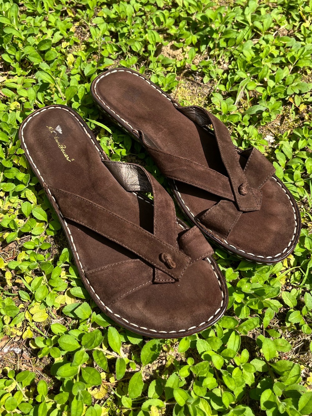 Y2K Eddie Bauer Genuine Leather Suede Brown Sandals Women’s Size 10 Minimal